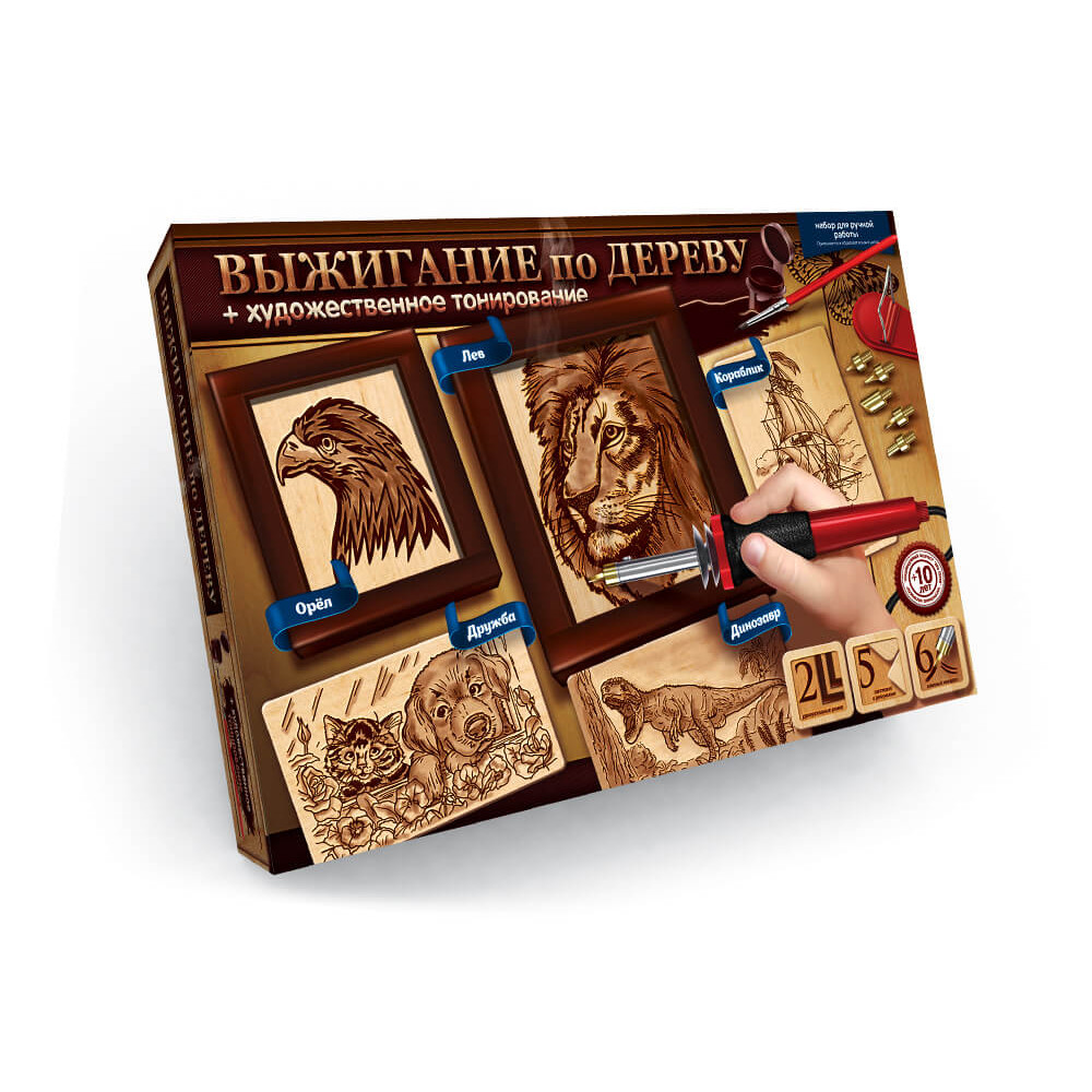 Набір для творчості "Випалювання по дереву+художнє тонування" укр.(6шт)WD-01-01U