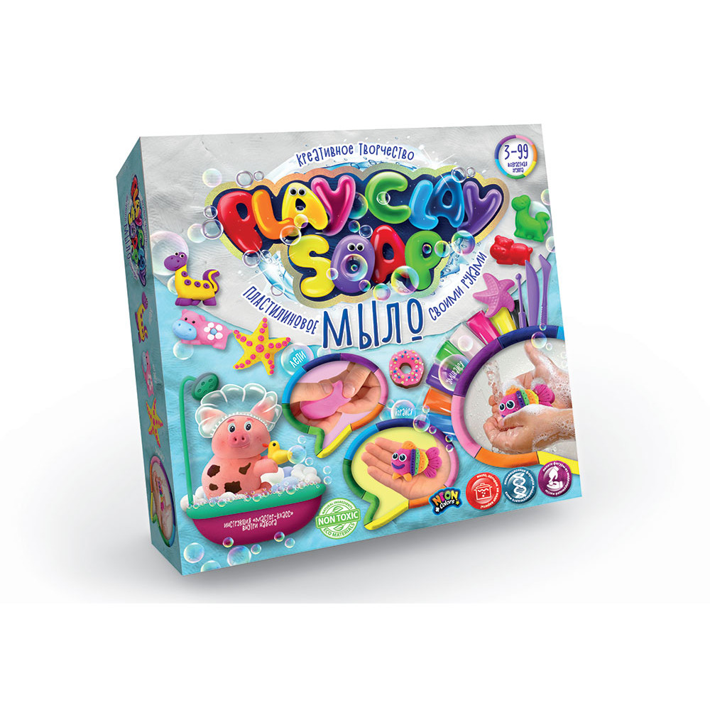 Набір креативної творчості "Пластилінове Мило "PLAY CLAY SOAP" великий укр (6шт)PCS-01-01U,02U