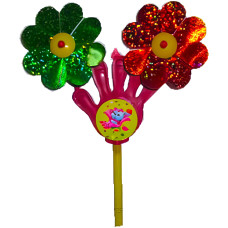 Вітрячок (960шт) вертушка,долонька 2 шт., розмір маленький, діам. 6,5см, палочка 15см, розібр.