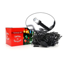 Гірлянда чорний дріт лампа Рубінка велика 100LED (білий) LED100W-8 80шт 8644