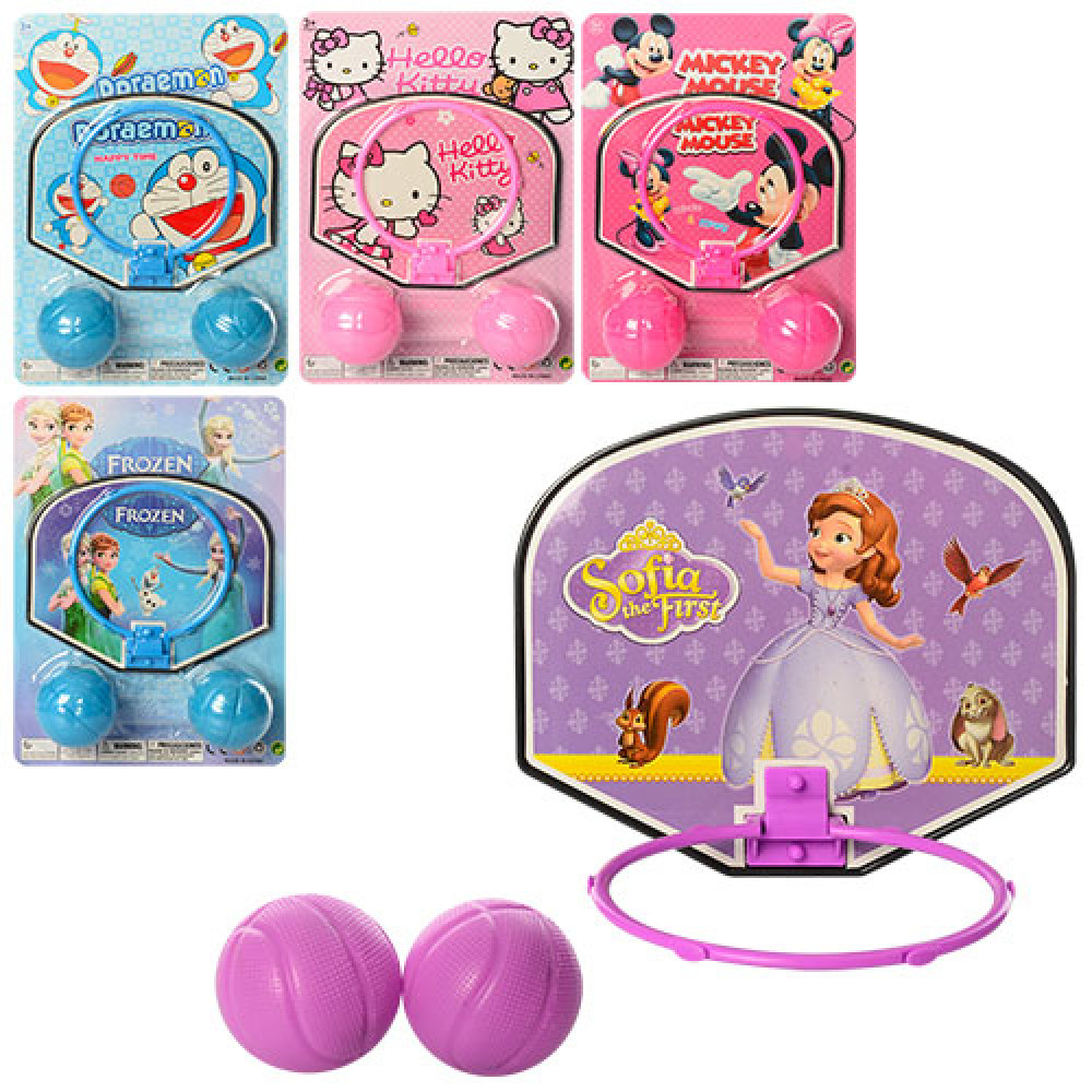 Баскетбольне кільце (240шт) 11см, щит пластик м'яч 2шт,5см, 5видів, на листі, 19-26,5-5,5см