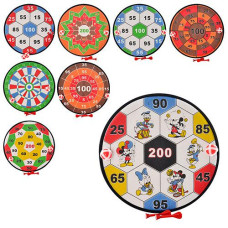 Дартс M1086 (120шт) 36см, на ліпучці, дротики 2шт, м'ячики 2шт, 8 видів, в кульку