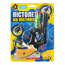 Пістолет AP1M (288шт) револьвер, 12-10-2см, на пістонах, глушитель, на листе, 14,5-3-2см