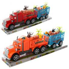 Трейлер 906-270 (48шт) инер-й, с прицепом, 42см, животные 6шт, 2 цвета, в слюде, 45-14-7см