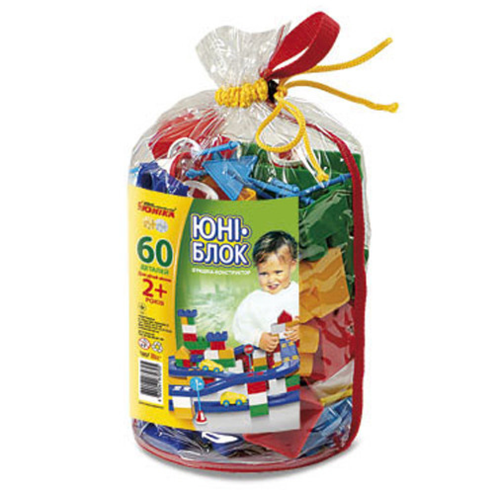Конструктор дитячий "ЮНІ-БЛОК" (60 дет) Паяний пакет YU-BL600101