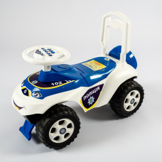 Машинка-каталка "Автошка" з музичним рулем  Поліція білий корпус ,сине сидіння