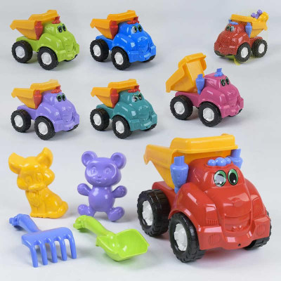 Машинка Смайл самоскид №2 машина, лопата, граблі, дві великі пасочки