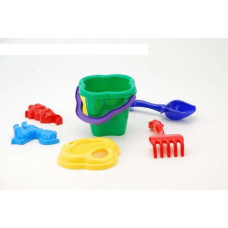 Пісочний набір Дзвіночок №1 (уп.12 шт) відерце, сито, лопатка, граблі, три пасочки