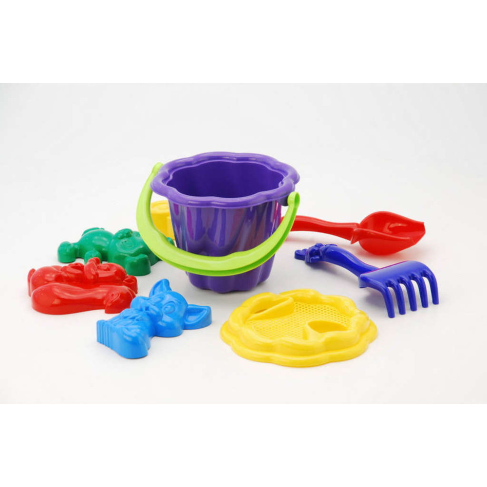Пісочний набір Ромашка №1 (уп.12шт) відерце, сито, лопатка, граблі, три пасочки