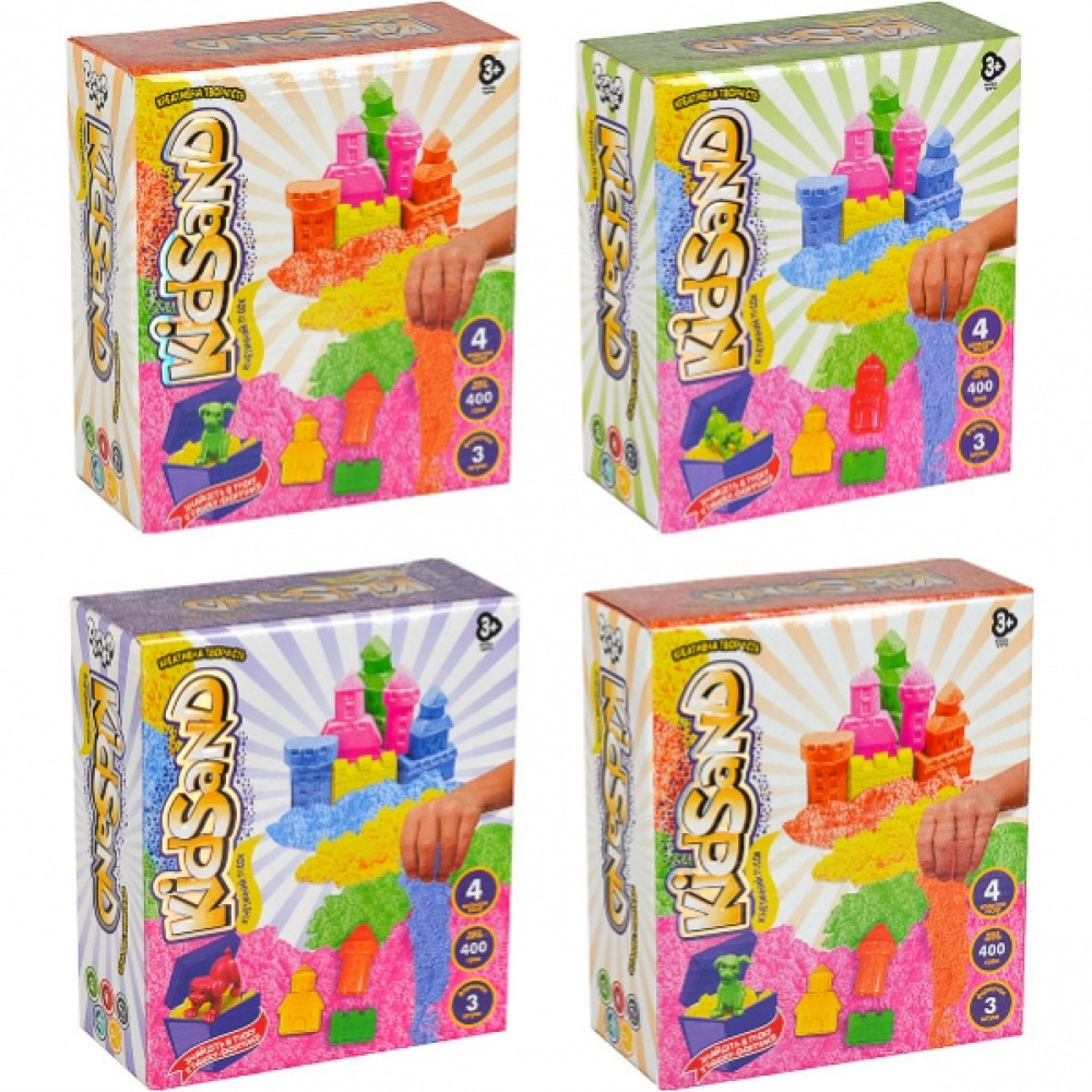 Набір креативної творчості "Кінетичний пісок "KidSand" коробка 400 г укр  KS-04-01U