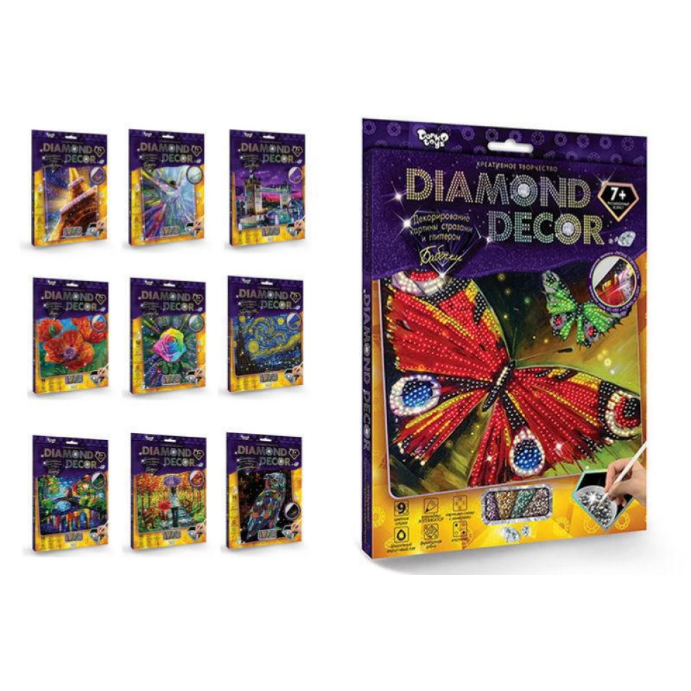 Набір креативної творчості "DIAMOND DECOR" (20) DD-01-01,02..07,09,10,11   30*22