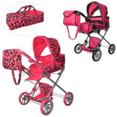 Коляска 9333 /014/9119 (3шт) для ляльки ,метал,84-77-44см,люлька-перенос,корз,сумка,в кор-ці57-38-16см
