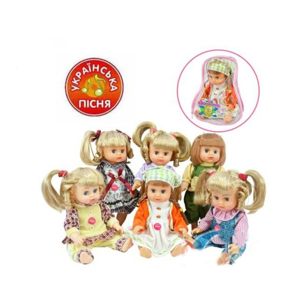 Лялька ОКСАНОЧКА 5063-5064-5065-5058 (36шт) 28см, муз(укр), вірші, 6 видів, в рюкзаку,21,5-17-12см