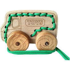 Шнурівка каталка ARINWOOD Вантажівка Натуральне дерево бук 03-004