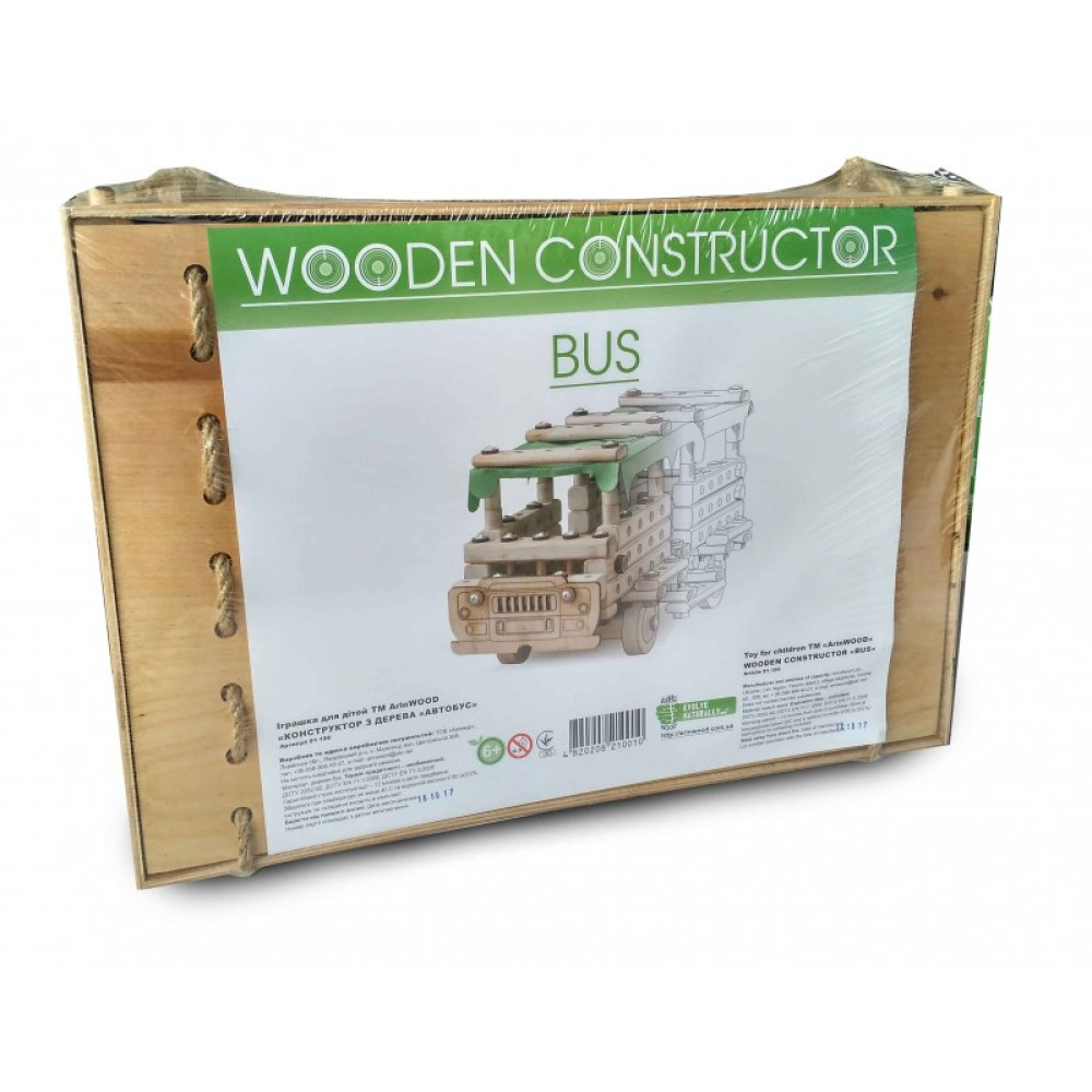 Конструктор дерев'яний "Автобус" ARINWOOD 46 деталей 01-100F