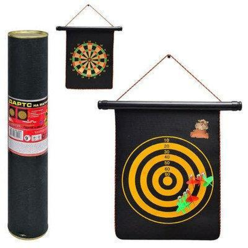 Дартс MS0098 (24шт) 9 дюймів,магнітний,дротики з магнітом2шт,размір поля34,5-25см,двухстор,в тубусі