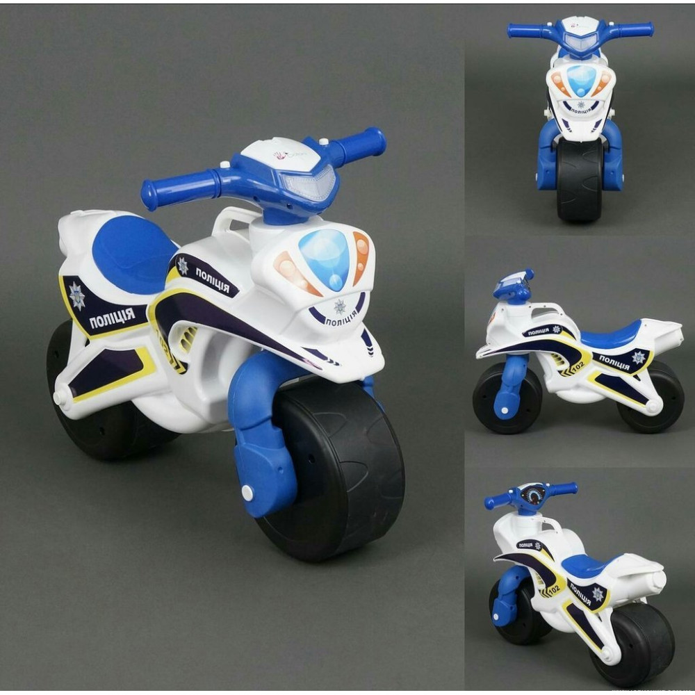Байк поліція білий корпус, синій з білим  ,сидіння
