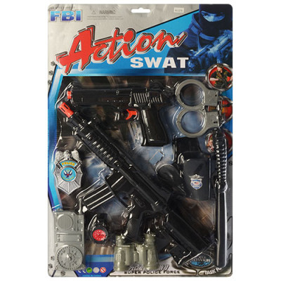 НабІр поліцейского 2278 (48шт) автомат,пістолет,палиця,наручники,значок,на листі, 38-57-4см