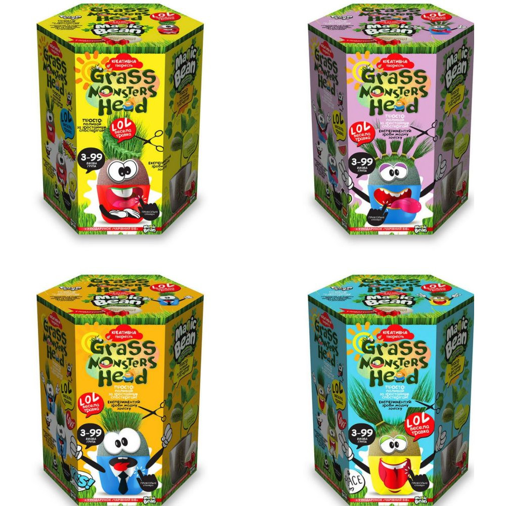 Набір креативної творчості "GRASS MONSTERS HEAD" укр. (8)GMH-01-01U,02U,03U...08U