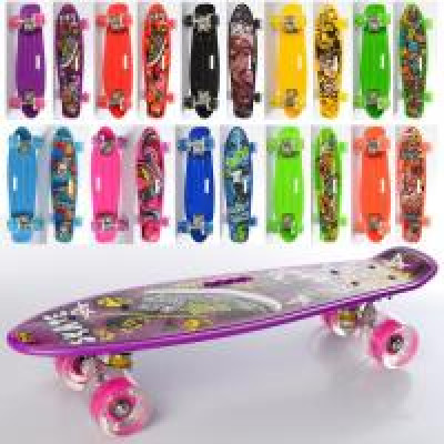Скейт MS 0749-6 пені 55-14,5 см, колеса ПУ світяться, малюнок, 10 видів, в пакеті
