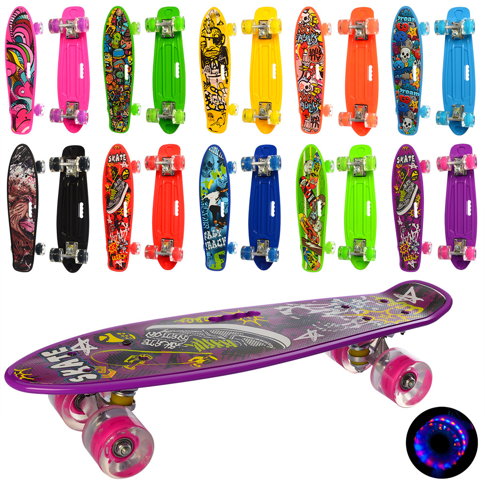 Скейт MS 0749-6 пені 55-14,5 см, колеса ПУ світяться, малюнок, 10 видів, в пакеті