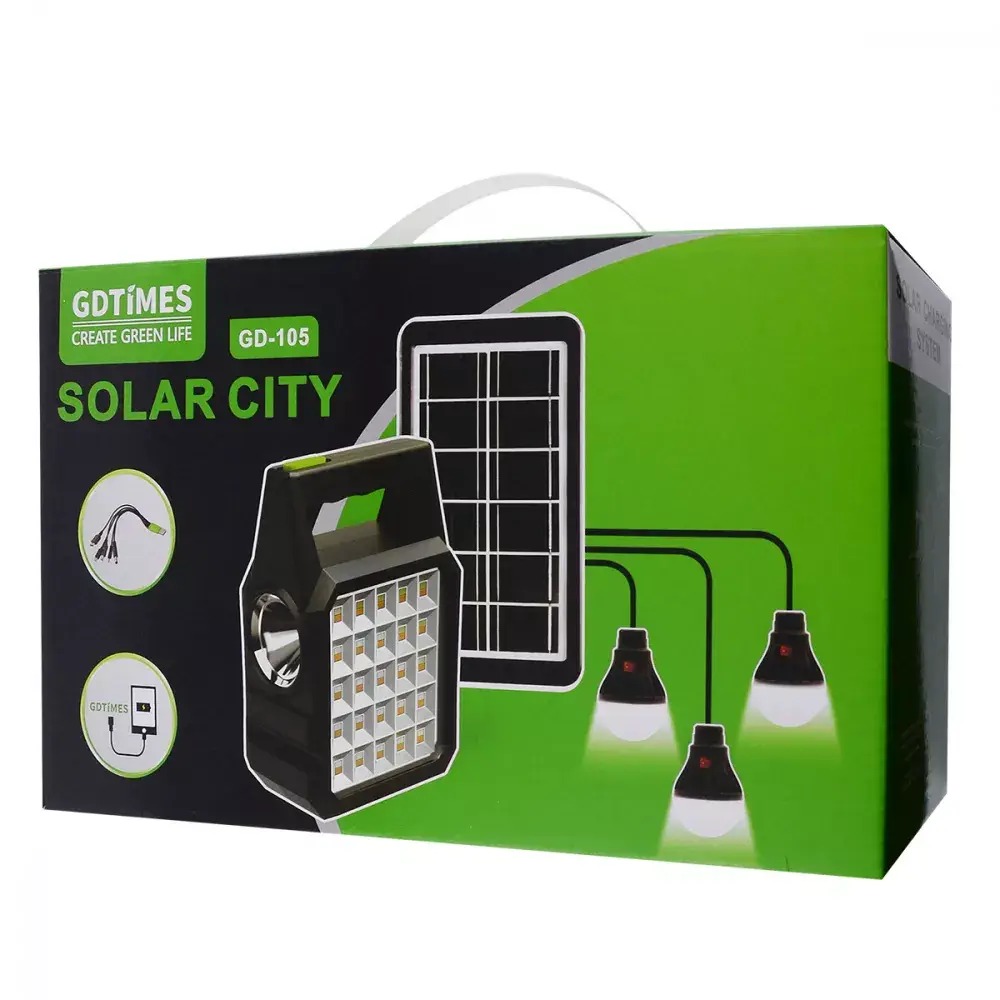 Сонячна станція GD-105 Power Bank Панель LED Ліхтар 3 лампи