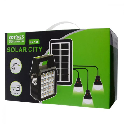 Сонячна станція GD-105 Power Bank Панель LED Ліхтар 3 лампи