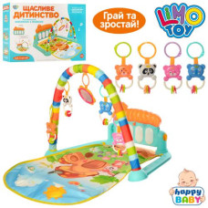 Коврик для немовляти М 5469 (12шт) 72-47см, дуга, підвіски, піаніно, муз, св, на бат, в кірці, 45,5-32-8см