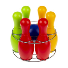 Кеглі "Веселка 6" (кеглі - 6 шт, куля), сітка п/м