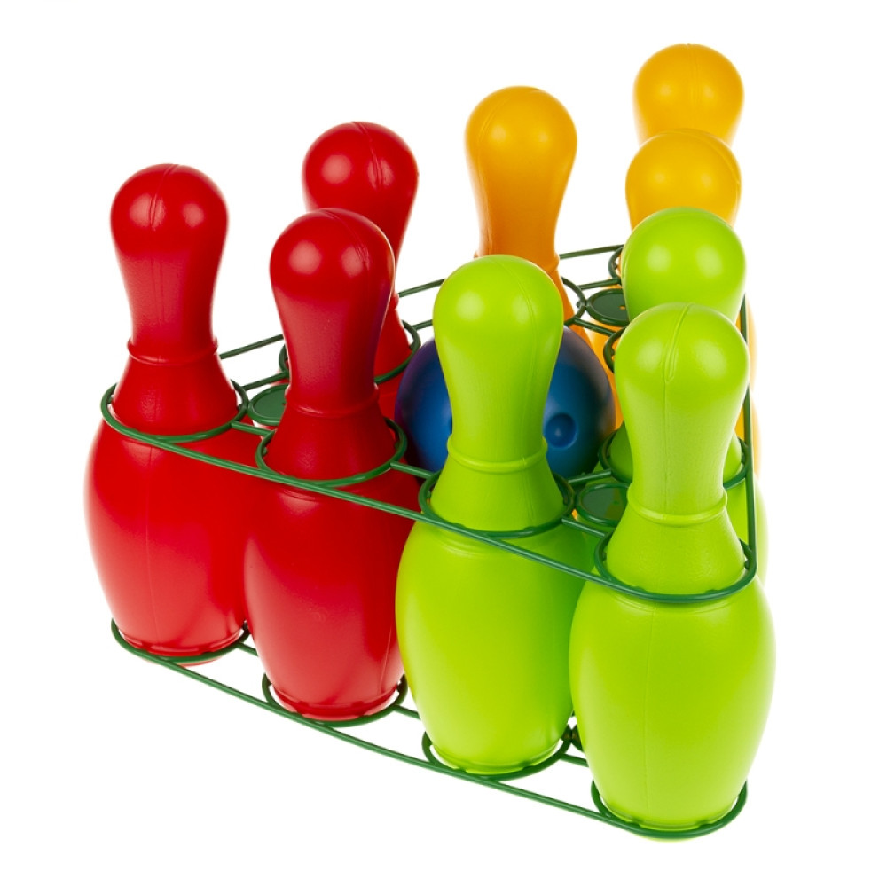 Кеглі "Веселка 9" (кеглі - 9 шт, куля), сітка п/м