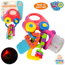 Брязкальце 0696-1 (48шт) брелок, 17см, муз, звук, свет, прорізувач, на бат(табл), на листі, 12-22-5см