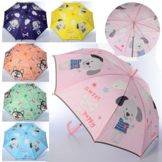 Парасоля дитяча MK 4480 (30шт) длина74,трость67,диам82см,спица51см,светоотраж.лента,2вид/6цв,в кульке