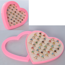 Колечко  734 (720шт) металл, 36шт(микс видов) в дисплее, 15,5-14-3,5см