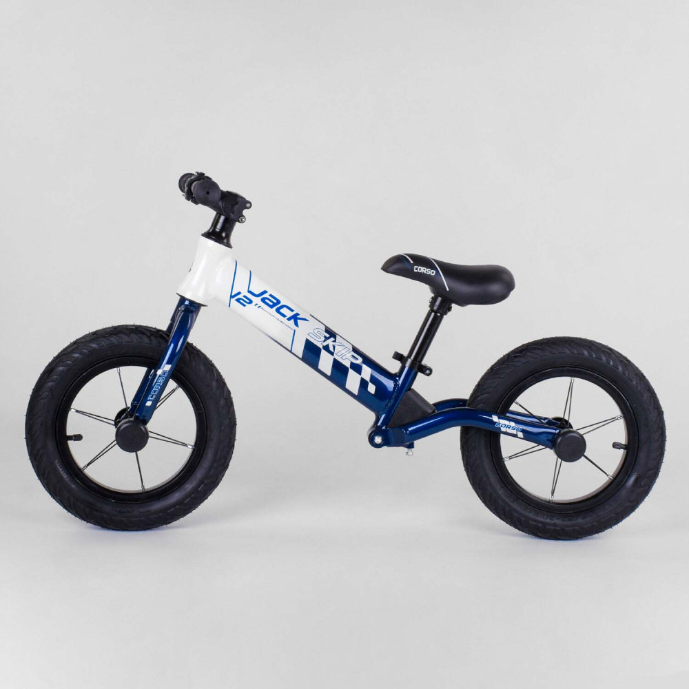 Велобіг Corso "Skip Jack" 93307 (1) СИНЕ-БЕЛЫЙ, колесо 12", алюминиевая рама, амортизатор, в коробке