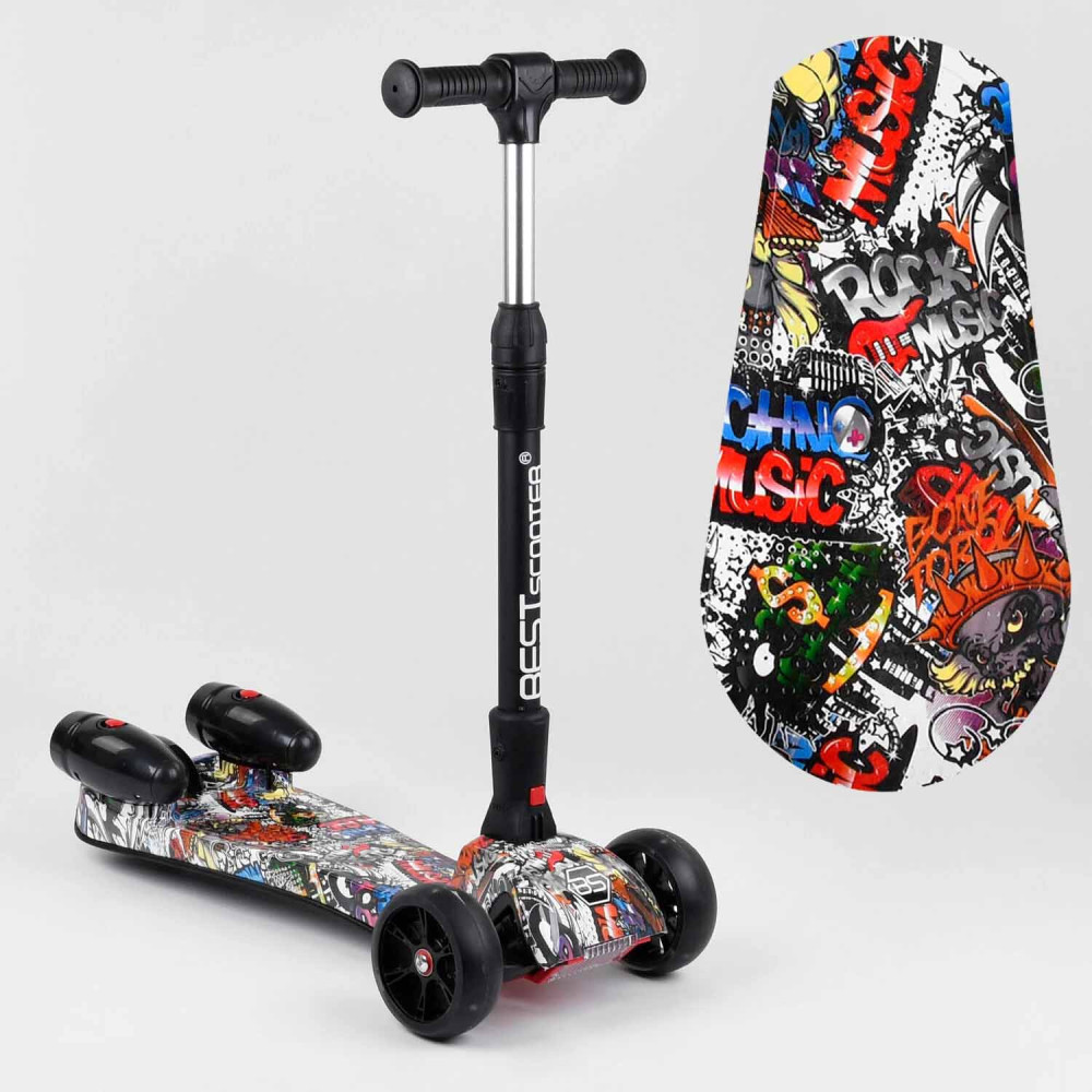 Самокат Акція Best Scooter MAXI 17723, з парогенератором, музика, дим, турбіни, пластмасовий, колеса PU 120×40 мм, складне алюмінієве кермо, в коробці