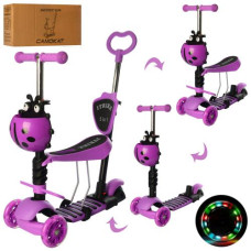 Самокат JR 3-026-V (1шт) MAXI,5в1(бегов),сталь+пласт,кол3штПУ,2пер120мм-св,з95мм,75/82см,35-13,фиоле