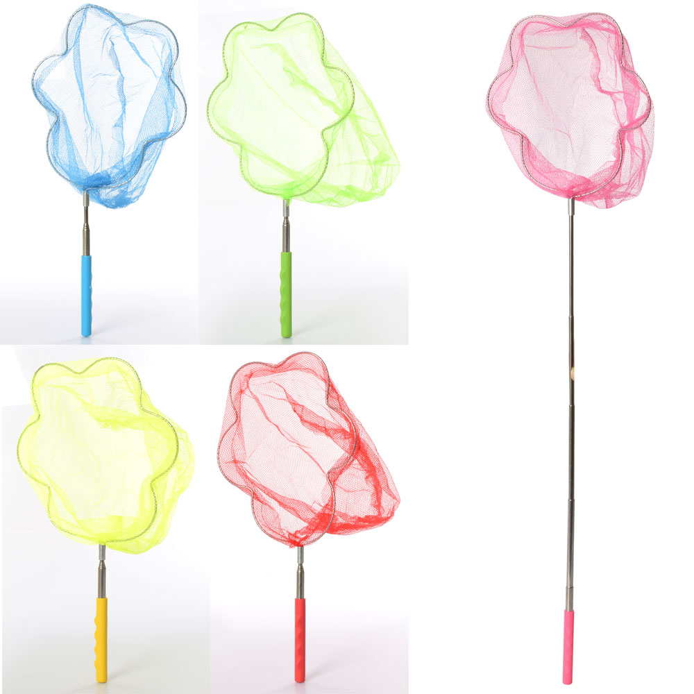 Сачок для метеликів MS 1287-2 (60шт) ручка-телескоп.от18до66см,диам.20см,длина38до86см,металл, 5цветов