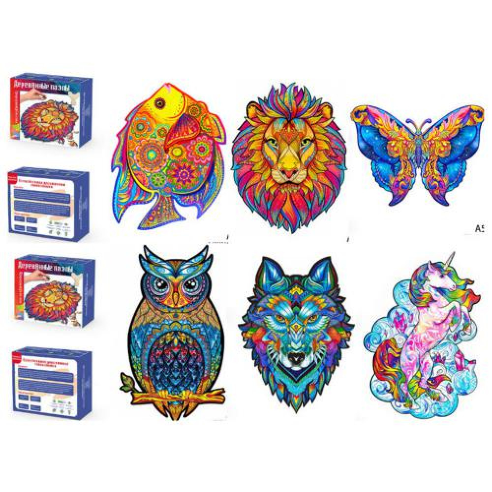 Деревянная игрушка Пазлы MD 1621 (30шт) 6видов(животные, птицы), размер А5, в кор-ке, 16,5-12,5-4см