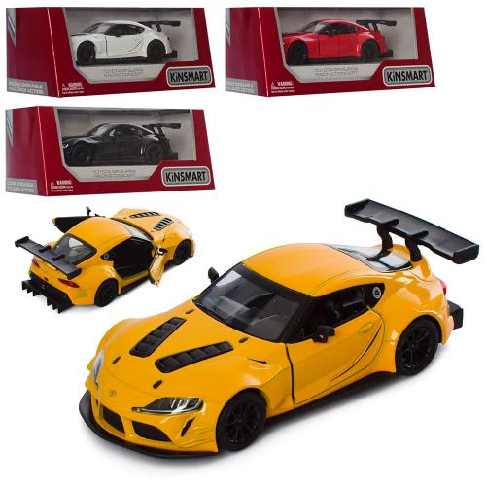 Машинка KT5421W TOYOTA GR SUPRA (24шт) металл, инер-я,12,5см, откр.двери, рез.колеса, 4цвета, в кор-ке,16-7-8см