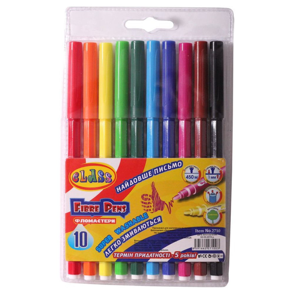 Фломастери "Легке змивання", 10 кольорів, довжина письма - 450 м, 2710, PREMIUM, CLASS