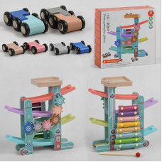 Гараж  C 44894 (20) дерево-пластик, 4 этажа, 6 машинок, ксилофон, в коробке