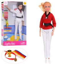 Лялька  DEFA 8371-BF (48шт) шарнирная, 29см, кубок, медаль, 2вида, в кор-ке, 18,5-32,5-5см