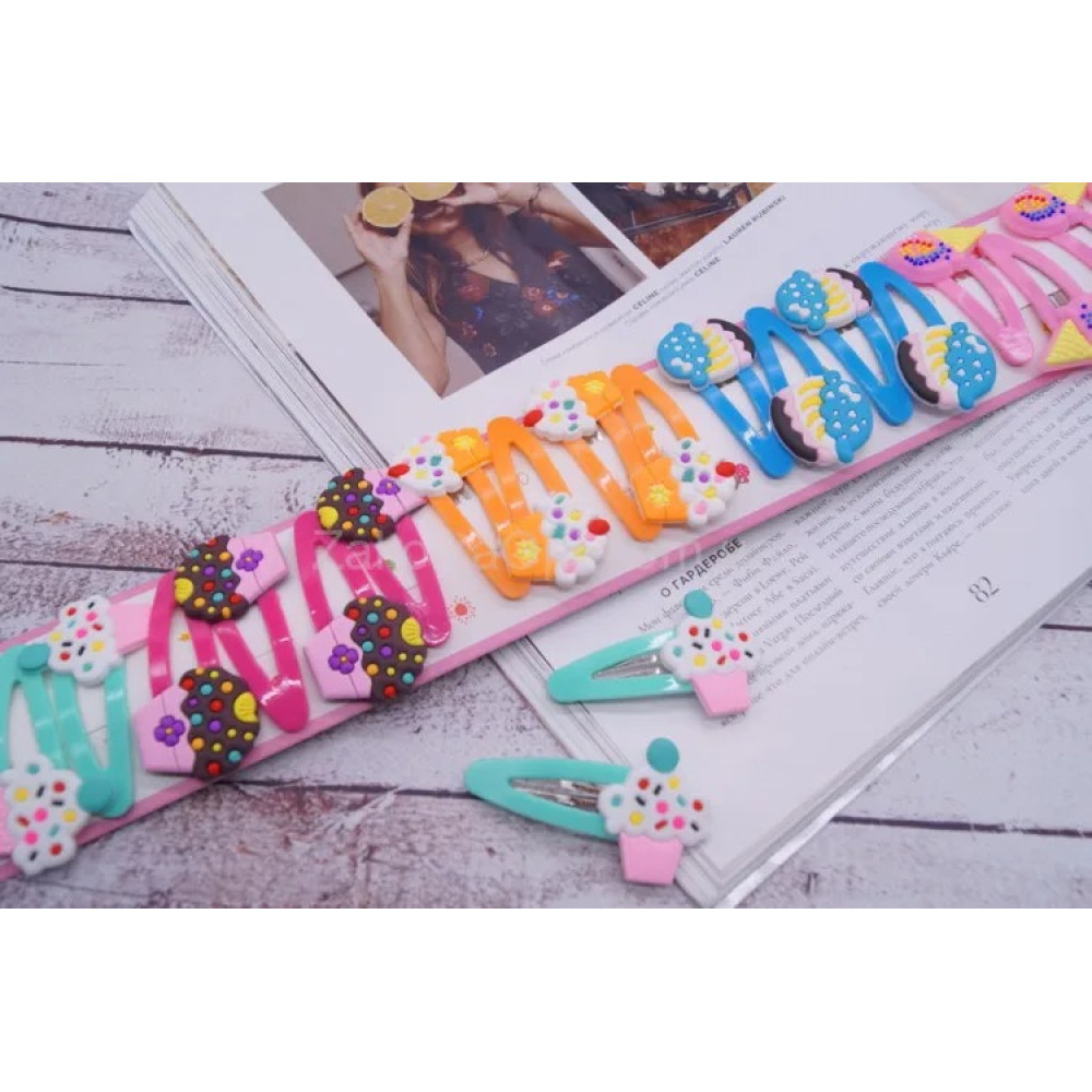 Заколка-хлопавка тістечко,6 см 9-3.9-18, в упаковці 20шт, ціна за упаковку.