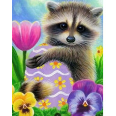 Набір для творчості зі стразами на картоні 5D "Єнотик і весна" 21×25 см