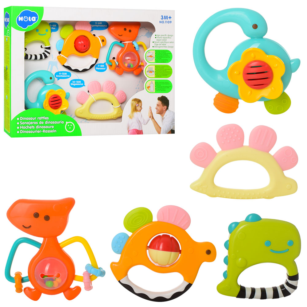 Брязкальце  1109 (24шт) 5шт, от 8см, 3шт-прорізувач, в кор-ці, 32-23-5см