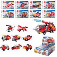 Конструктор Qman 1805 (128шт) транспорт, от34дет, в кор-ке,8шт(8видов) в дисплее,26,5-9,5-20см