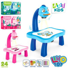 Проектор AK 0001 AB (18шт) муз,свет,слайды(24картинки),фломастеры12шт,2вид,бат,в кор,38-25,5-9см