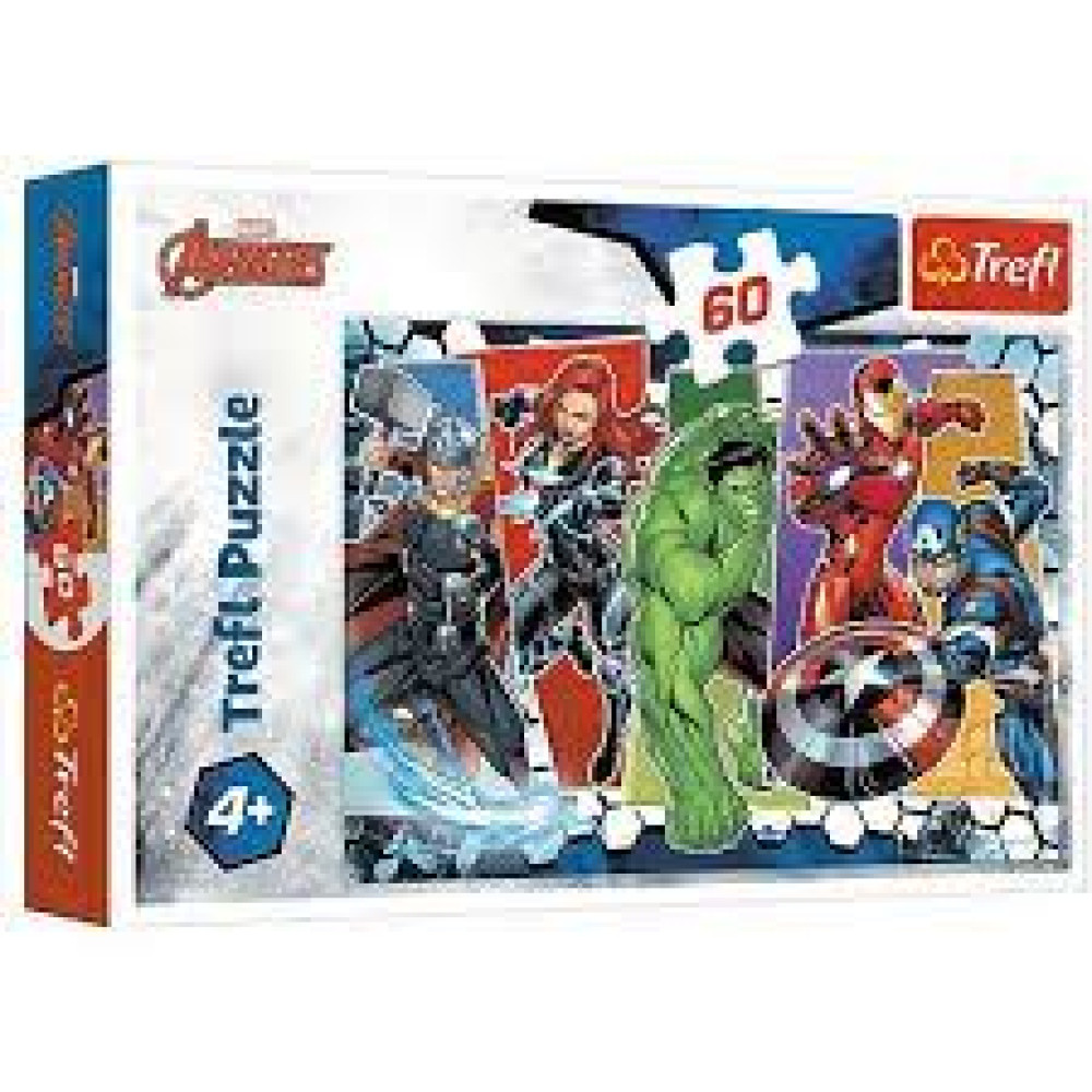 Пазли - (60 елм.) - "Непероможні месники" / MARVEL /Trefl