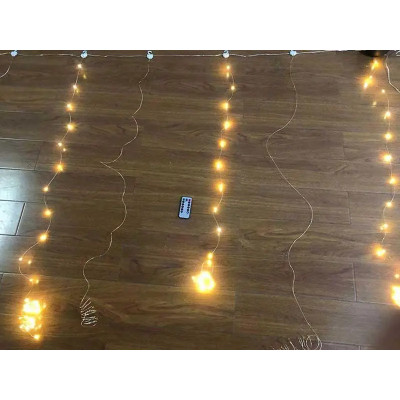 Гірлянда мідний дріт, шторка 2,0мХ2,0м Copper USB пульт ДК 8 функцій 8 ліній 160LED (білий) COPPER-WIRE-160W-9-2 100шт 8948