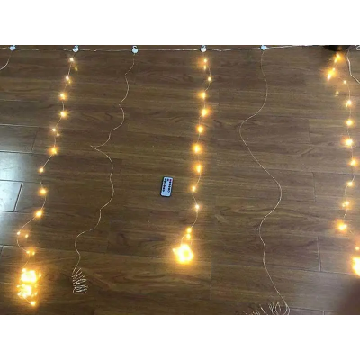 Гірлянда мідний дріт, шторка 2,0мХ2,0м Copper USB пульт ДК 8 функцій 8 ліній 160LED (білий) COPPER-WIRE-160W-9-2 100шт 8948